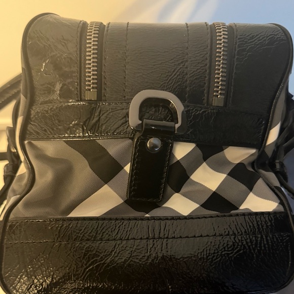 Burberry Black Beat Check Nylon and Patent Leather Buckle Satchel - Picture 5 of 13